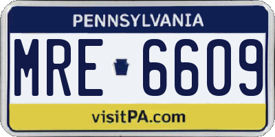PA license plate MRE6609