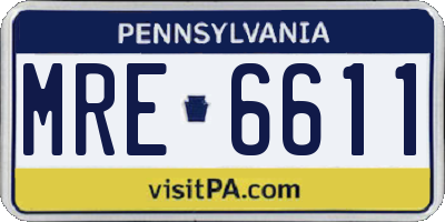 PA license plate MRE6611