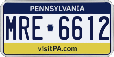 PA license plate MRE6612