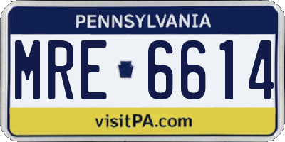 PA license plate MRE6614