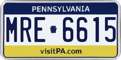 PA license plate MRE6615