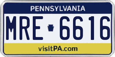 PA license plate MRE6616