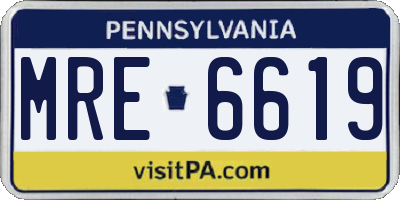 PA license plate MRE6619