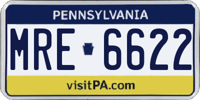 PA license plate MRE6622