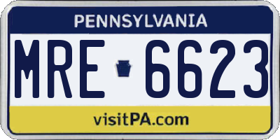 PA license plate MRE6623