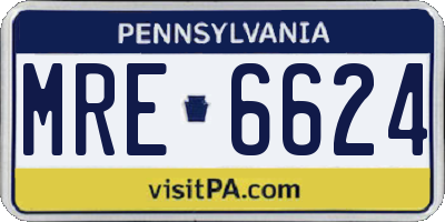 PA license plate MRE6624