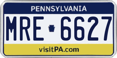 PA license plate MRE6627