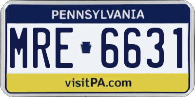 PA license plate MRE6631