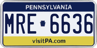 PA license plate MRE6636