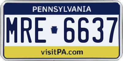 PA license plate MRE6637