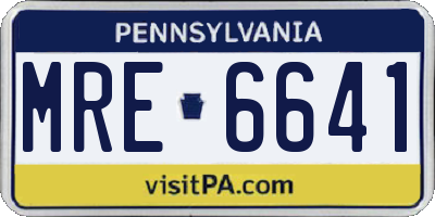 PA license plate MRE6641