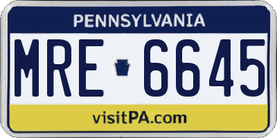 PA license plate MRE6645