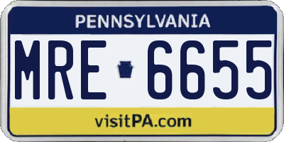 PA license plate MRE6655
