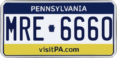 PA license plate MRE6660