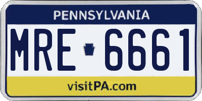 PA license plate MRE6661