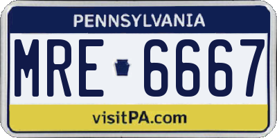 PA license plate MRE6667