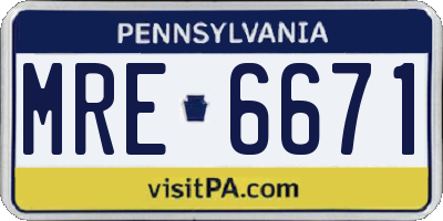 PA license plate MRE6671