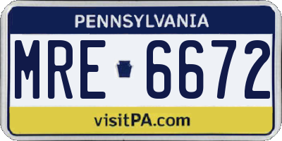PA license plate MRE6672