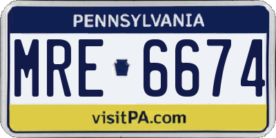 PA license plate MRE6674