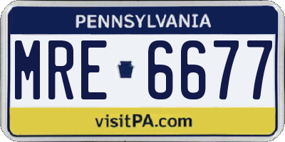 PA license plate MRE6677