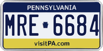 PA license plate MRE6684