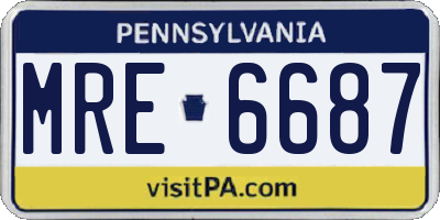 PA license plate MRE6687