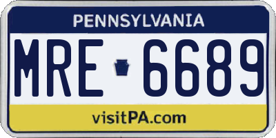 PA license plate MRE6689