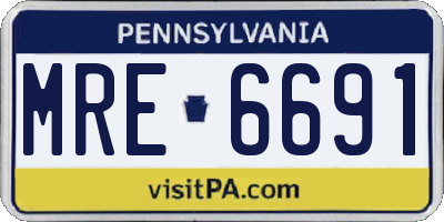 PA license plate MRE6691