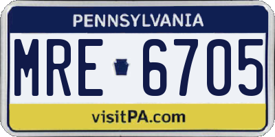 PA license plate MRE6705