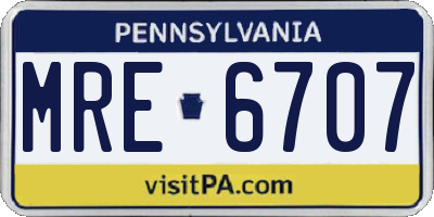 PA license plate MRE6707