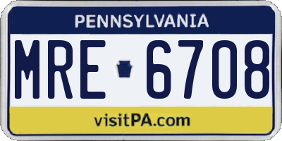 PA license plate MRE6708