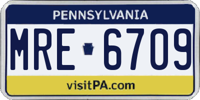 PA license plate MRE6709