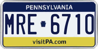 PA license plate MRE6710
