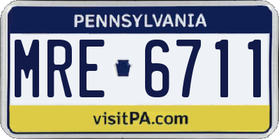 PA license plate MRE6711