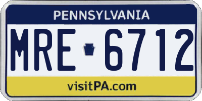 PA license plate MRE6712