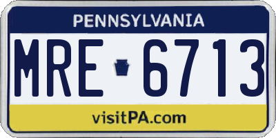 PA license plate MRE6713