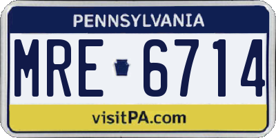 PA license plate MRE6714