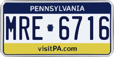 PA license plate MRE6716