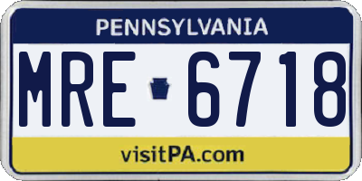 PA license plate MRE6718