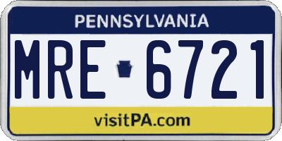 PA license plate MRE6721