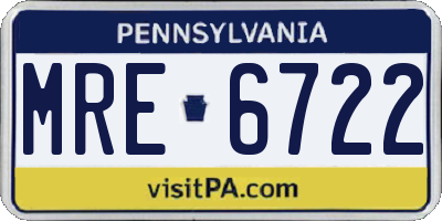 PA license plate MRE6722