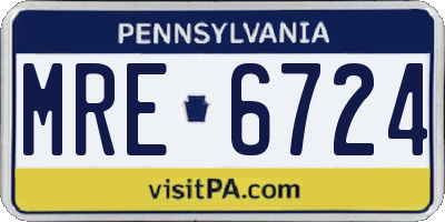 PA license plate MRE6724