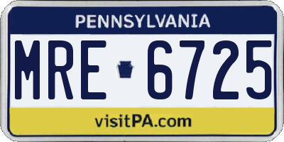 PA license plate MRE6725