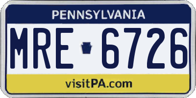 PA license plate MRE6726