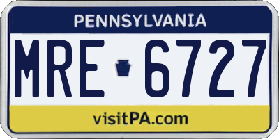 PA license plate MRE6727