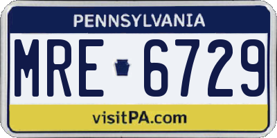 PA license plate MRE6729