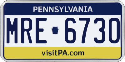 PA license plate MRE6730