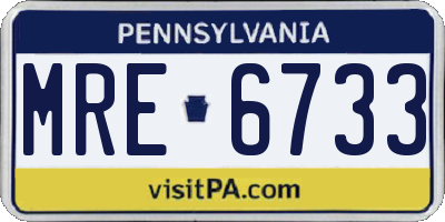 PA license plate MRE6733