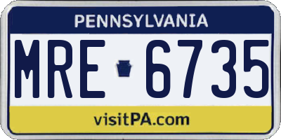 PA license plate MRE6735