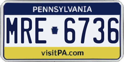 PA license plate MRE6736